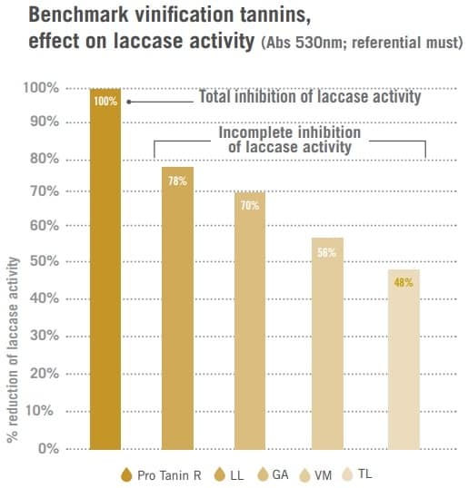 Benchmark Vinification Tannins Effect on Laccase Activity Graph